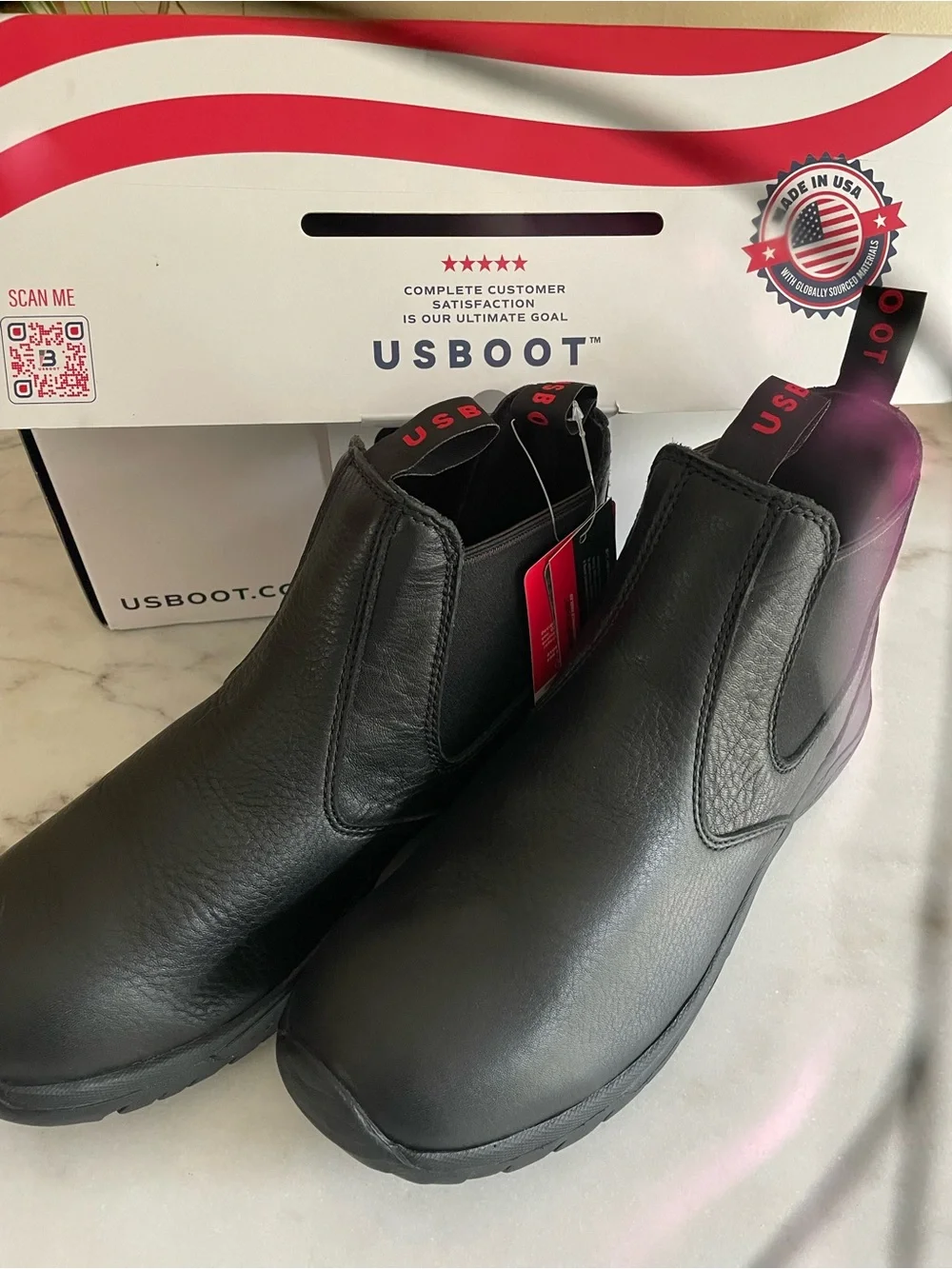 US BOOT Men’s Black Leather size 10 but fits like 11.  Work Boots